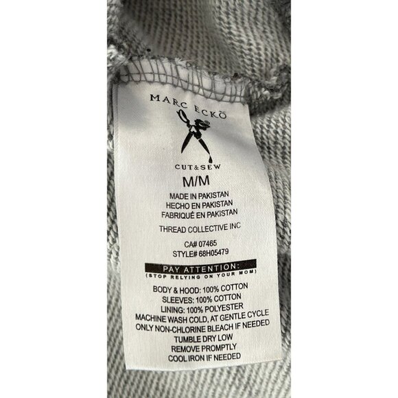 MARC ESCO Full Zip Hoodie Cotton Denim Ripped Sleeves Size Med - Picture 11 of 11